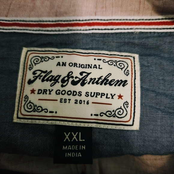 Flag and Anthem Button Down Dress Shirt Mens Size XXL - Picture 4 of 11